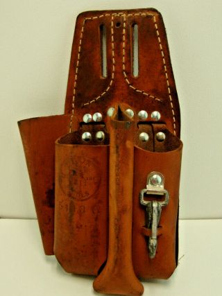 Vintage Klein Tools Pouch 5118c Accessories Holder Brown Leather