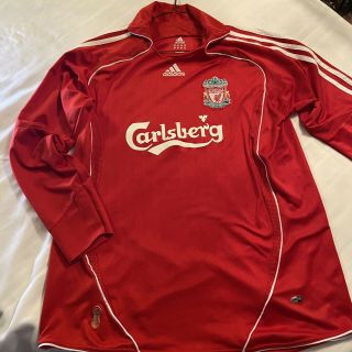 Vintage Liverpool Long Sleeve Football Shirt Jersey Home Adidas Size Xl Red