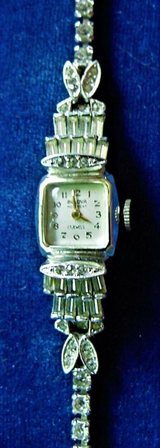 Fancy Vintage Ladies Bulova 17 Jewel Wind - Up Watch Runs Wish They Were Diamonds