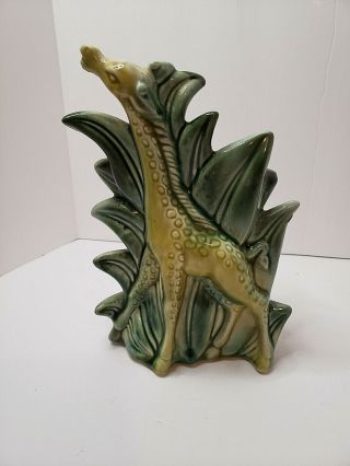 Vintage Hull Pottery Green Giraffe Planter Vase