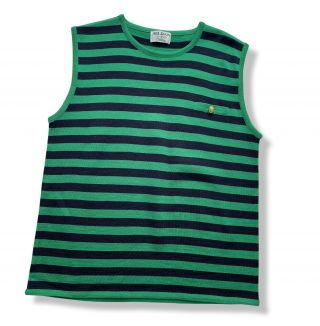 Reldan Vintage Green Striped Wool Blend Sleeveless Knit Top Small (w1)