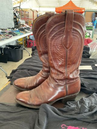 Vintage Men’s Lucchese 1883 Leather Cowboy Boots Sz 8.  5 Brown