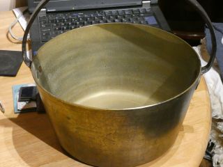 Vintage Heavy Brass Jam Pan With Strong Rigid Steel Handle - Kitchenalia