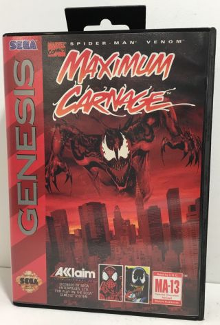 Vintage 1994 Sega Genesis Maximum Carnage Spider - Man Marvel Comics Complete VGC 2