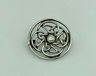 Gorgeous W H Darby Vintage 1961 Sterling Silver Iona Celtic Knot Design Brooch
