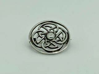 Gorgeous W H Darby Vintage 1961 Sterling Silver Iona Celtic Knot Design Brooch 2