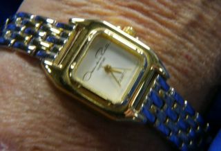 Oscar De La Renta Parfums Vintage Gold & Silver Tone Band Bracelet Watch