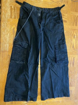 Vintage 90s Tripp Nyc Men’s Size S Black Cargo Pants Emo Small Goth Baggy Punk