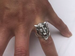 Vintage Sterling Silver Devil Satan Skull Ring
