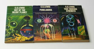 Space Trilogy Vintage 60s Pb Set Cs Lewis Out Of The Silent Planet Perelandra,