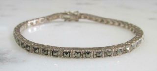 Vintage Sterling Silver Bracelet W/ Marcasites 7 - 1/4 " 14.  3g 15 - G795