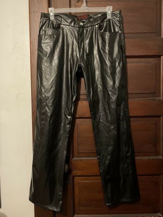 Vintage Tripp Nyc Mens Faux Leather Pants Size 36 Goth Emo Metal