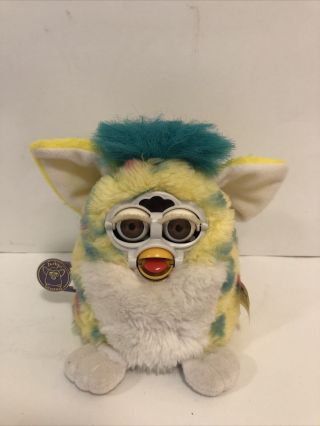 1999 Vtg Electronic Furby Babies Yellow Confetti Tiger Robotic Pet Toy