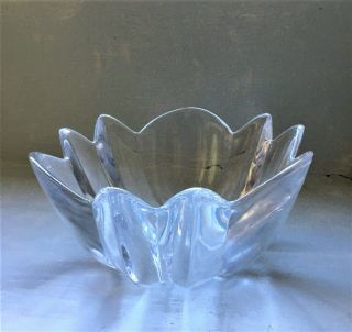 Vintage Orrefors Crystal Bowl,  Petal Shape.  Abstract.  Heavy.  Signed.  Mid Century
