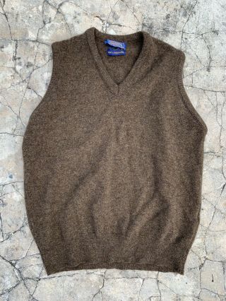 Vintage Pendleton Wool Sweater Vest Mens Size Large L Made In Usa