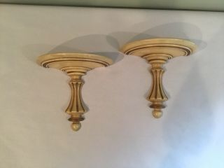 Vintage French Provincial Wood Wall Sconces Display Shelves