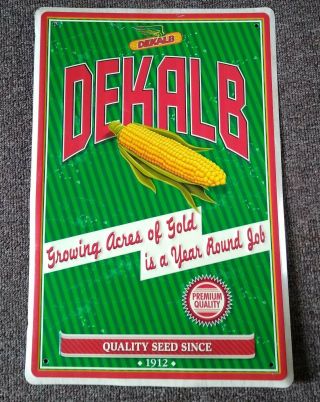 Very Rare " Vintage " Dekalb Hybrids Corn Embossed Metal Sign.  L@@k