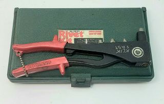 Vintage Marson Klik Fast No.  200 Hp - 2 Riveter Kit In Case,  Tool & Spare Rivets