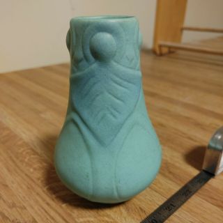 Vintage Van Briggle Pottery - Matt Blue/turquois Angel Vase 6 " Tall