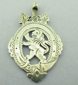 Antique Solid Silver Scottish Lion Rampant Watch Fob Pendant Chester 1929