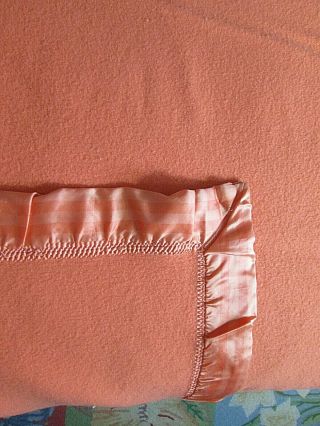 Vintage Wool Blanket Fieldcrest Satin Trim 92 " X 76 " Apricot/peach Color