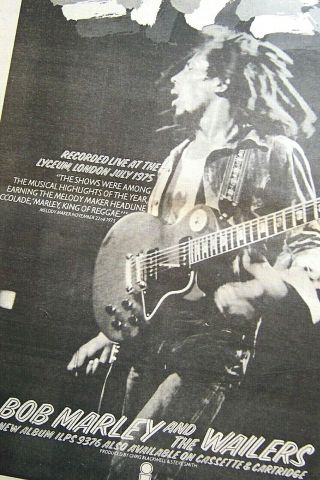 BOB MARLEY & THE WAILERS 1975 LIVE ALBUM VINTAGE POSTER ADVERT REGGAE 2