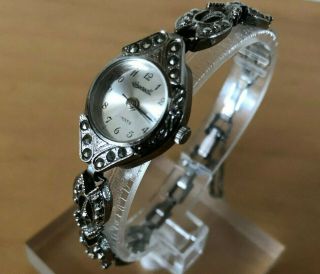 Vintage Ingersoll Ladies Quartz Watch With Marcasite Detailing On Its Casing