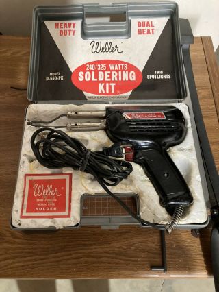 Vintage Weller D - 550 - Pk Soldering Iron Gun Kit 240/325 Watts In Case Great