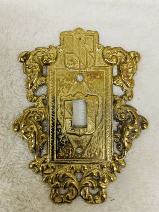 Virginia Metalcrafters 24 - 17 Brass Single Light Switch Plate Cover Vtg Gold