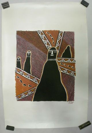 Vtg Modern Eames Era Noel Doyle Australia Aboriginal Art Silkscreen Poster (a10)