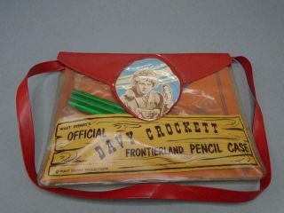 Vintage Old Stock Disney Frontierland Davy Crockett Pencil Case Filled