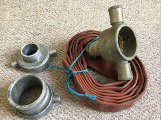 Vintage Brass Fire Hydrant Hose And Couplings Adapters