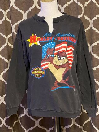 Vintage Harley Davidson Pullover Sweater Looney Tunes Taz Sweater 1993 Large