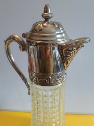 Vintage Silver Plated Top Claret Jug.  Made In Italy.