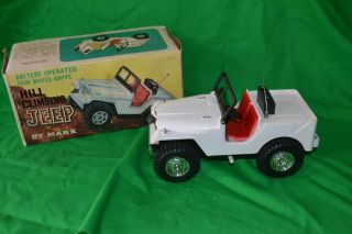 Vintage Hill Climbing Jeep,  By Marx Hong Kong.  Battery Operated, .