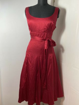 Monsoon Vintage Y2k Red Silk Dress Womens Size 16 Plus Sexy Party 50s Flattering