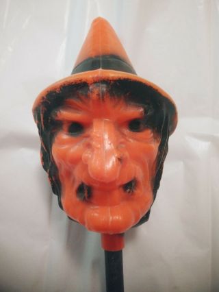 Vintage Halloween Witch Head Blow Mold Rattle Shaker Unmarked Bayshore