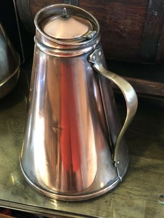 Antique W.  A.  S.  Benson Arts & Crafts Style Copper Jug/thermos Ceramic Lined 11 "