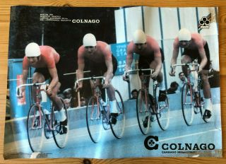 Vintage Poster Of Russian Olympic Team Riding Tt Colnagos,  1980
