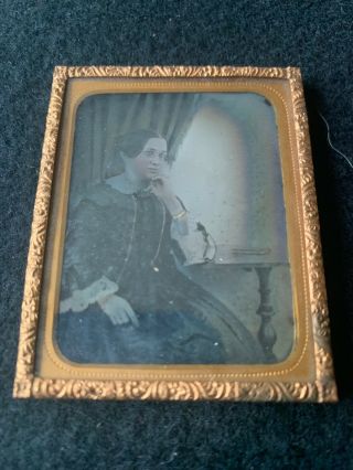 Antique Coloured Ambrotype Portrait Photograph Of A Woman Wearing Spectacles