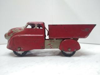 Vintage Wyandotte Toy Pressed Steel Dump Truck 6 Inches Wooden Wheels