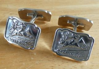 Vintage Norway Sterling Silver Peer Gynt Cufflinks By Elvik & Co