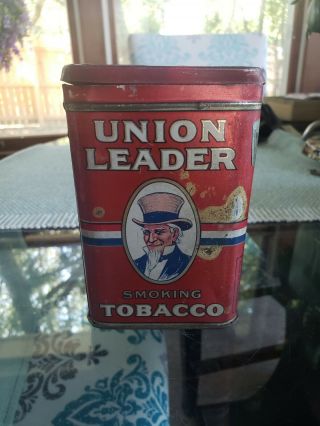 Antique Vtg Early Union Leader Redi Cut Uncle Sam Tobacco Tin