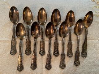 11 Vintage Wm Rogers Mfg Co A1 Eagle State Silver Plate Spoons