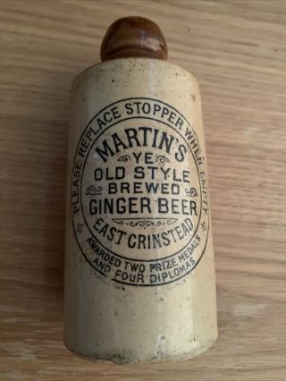 Vintage East Grinstead Martin’s Ginger Beer Bottle Old Style Brewed 17cm Height