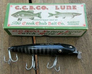 Vintage Creek Chub Pikie Minnow In Black Scale Fishing Lure In Incorrect Box