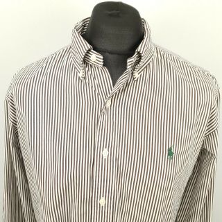 Polo Ralph Lauren Mens Vintage Shirt Xl Custom Fit Striped Cotton