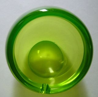 Vintage Green Thick Heavy Glass Round Ball Orb Ashtray Small Chip On Bottom