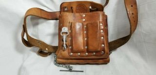 Vtg Klein Tools Tan Leather Electrician 