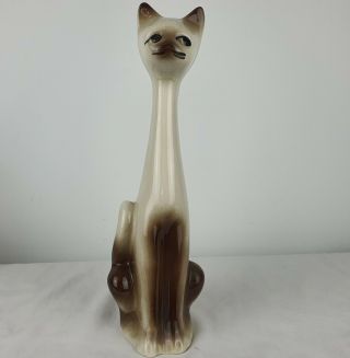 Vintage Mid Century Long Neck Siamese Ceramic Cats Kitsch 1960s/70s SET OF THREE 2